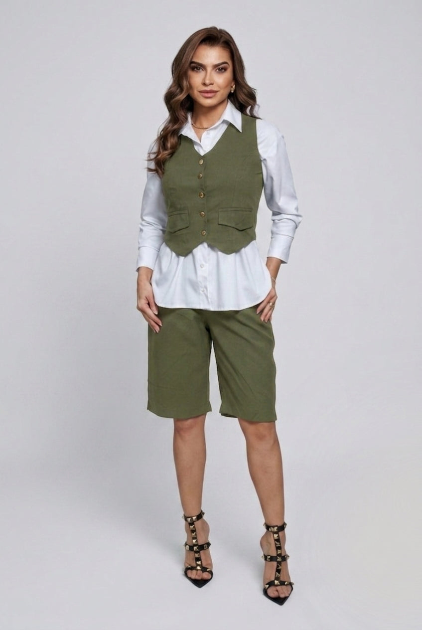 CONJUNTO COLETE E BERMUDA