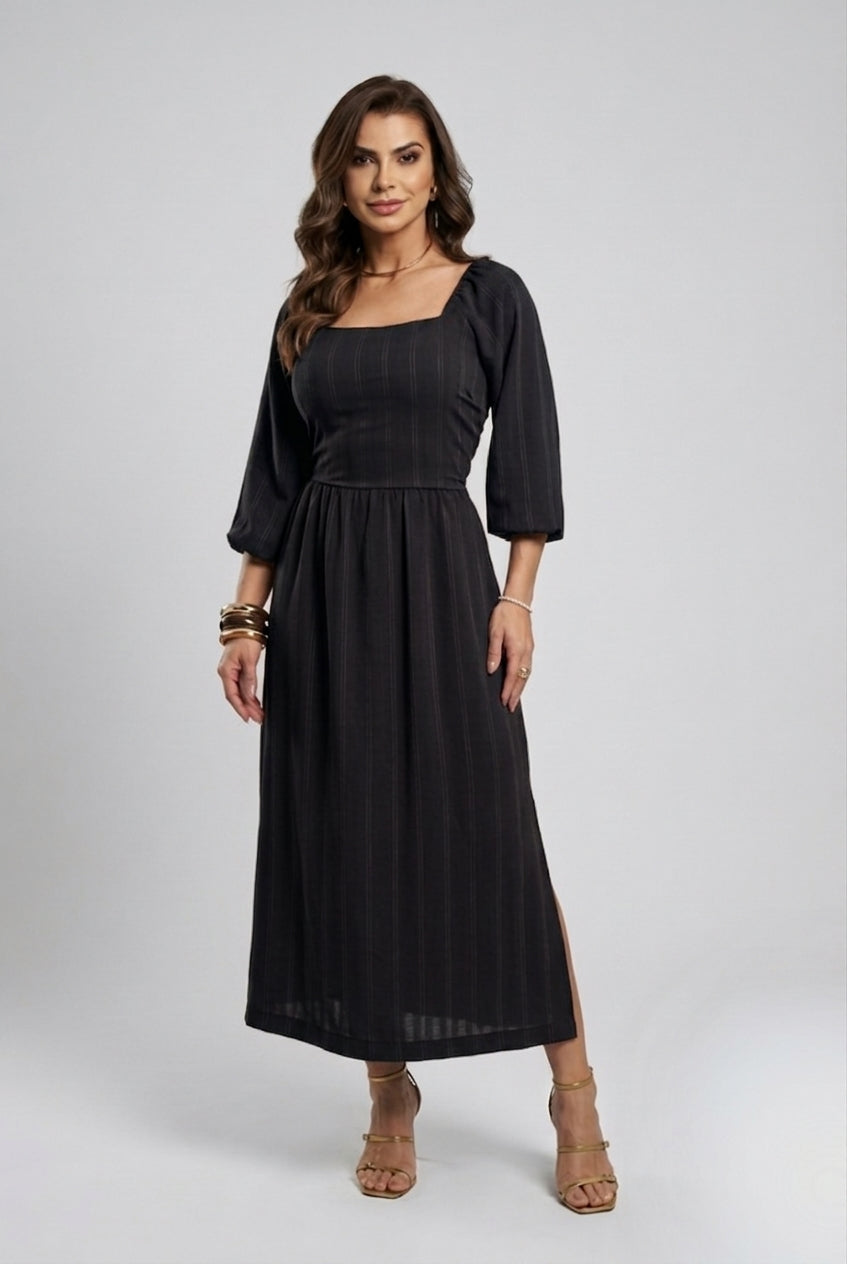 VESTIDO LISTRADO MIDI